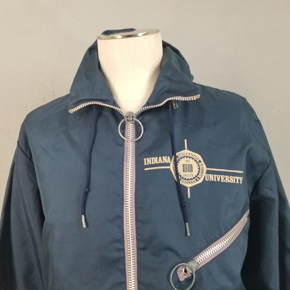 Artex Jacket Mens L Blue Indiana University 70s Vintage Nylon Windbreaker Hooded